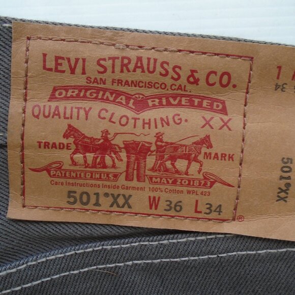 Levi's 501 XX Jeans Pants Button Fly Men's Size W36 L34 Green - Picture 2 of 4